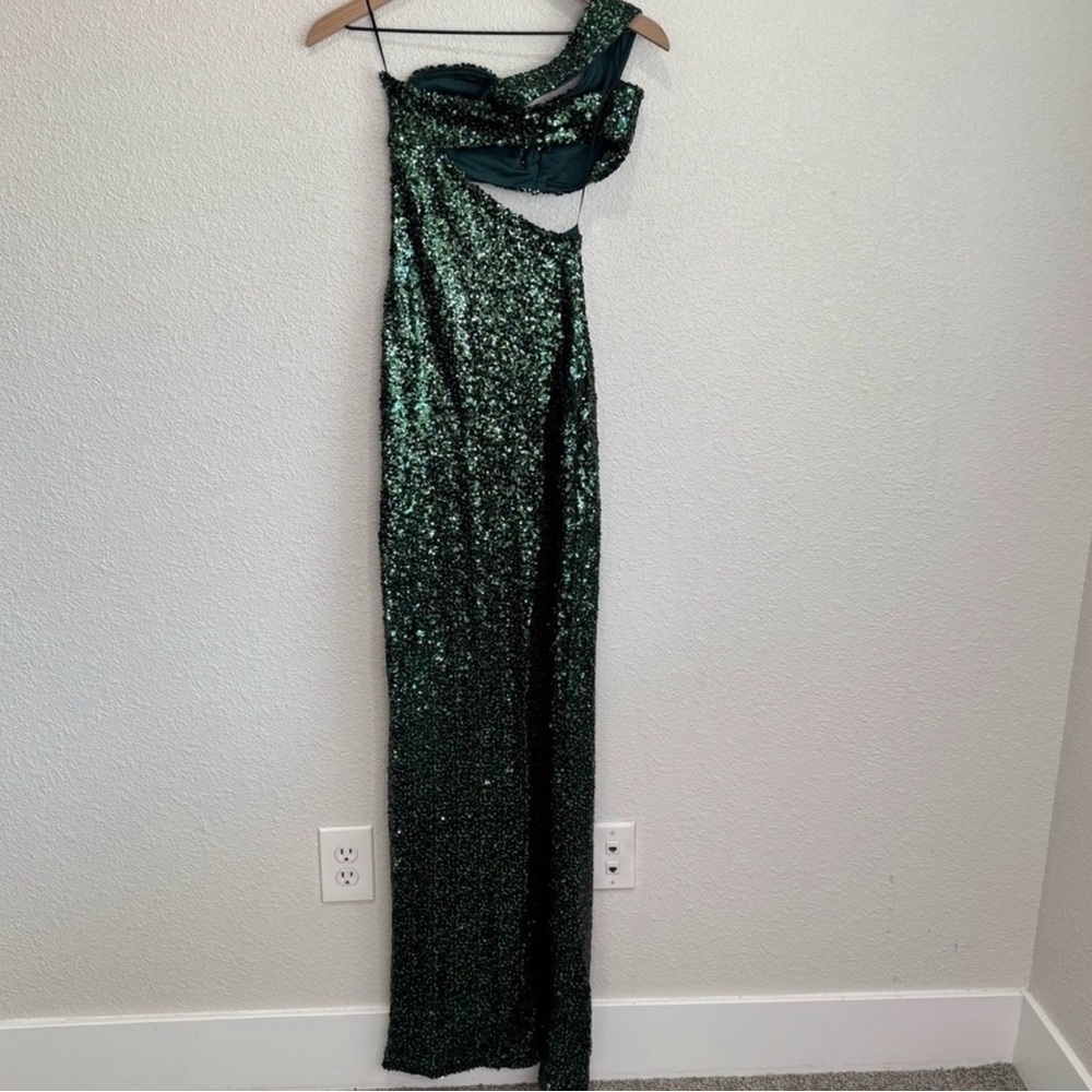 Hello Molly Dear Emilia Dress Sequin Maxi Dress Green Evening Event Party Prom - Picture 7 of 10